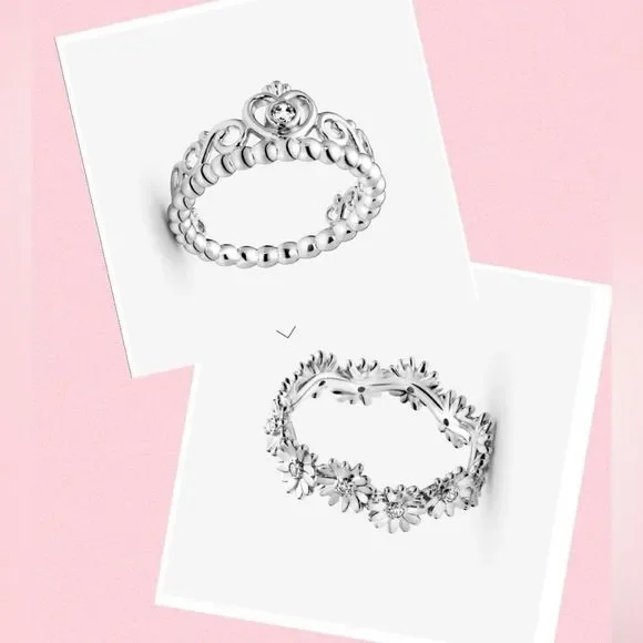 Pandora Ring Bundle with dust bags, and charm lock opener with cleaning brush - Picture 3 of 11